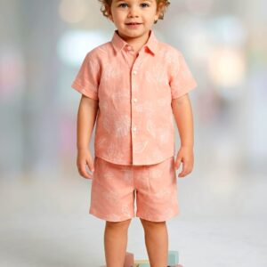 Arieh Peach Print Shirt & Shorts Set
