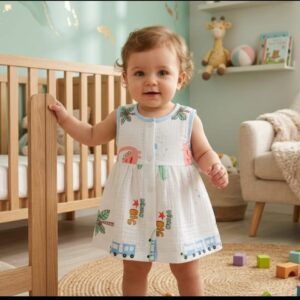 Muslin Cloud Print H/S Frock
