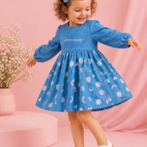 Orrigany Denim Blue Print Dress